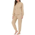 thumbnail image 4 of INSPIRE CHIC Women's Sleepwear Pajama Sets Tracksuits Nightwear Lounge Hoodie Sweatsuit S Khaki, 4 of 4