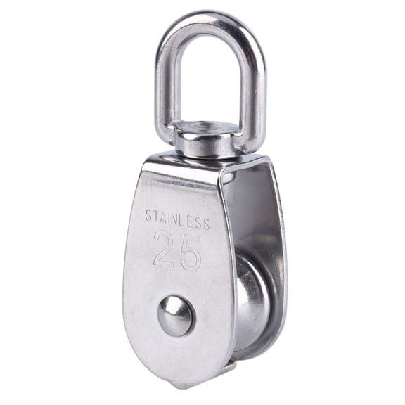 304 Stainless Steel Swivel Pulley Block, 25mm Wheel Diameter, 330 lbs / 150 kg Capacity, Lifting Rope Accessory for Home and Industrial Use