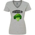 thumbnail image 3 of Inktastic Powered by Broccoli Women's V-Neck T-Shirt, 3 of 5