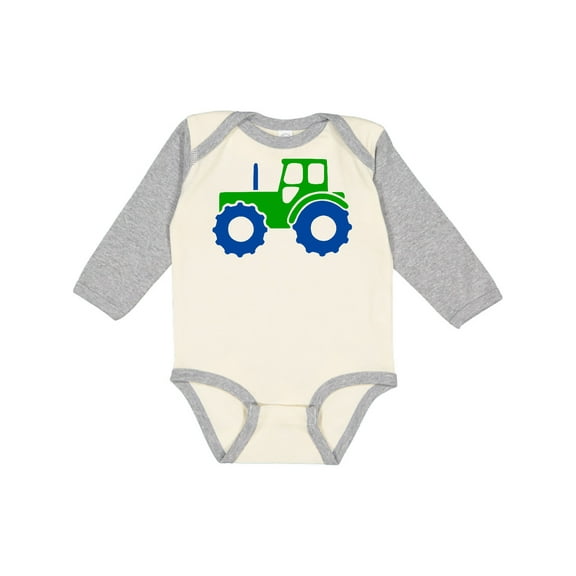Inktastic Cute Green Tractor Boys or Girls Long Sleeve Baby Bodysuit