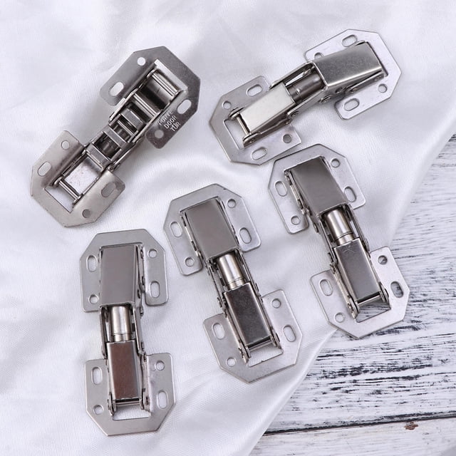 RUNROTOO 5 PCS Silver Kitchen Cabinet Hinge Concealed Hydraulic Buffering for Furniture