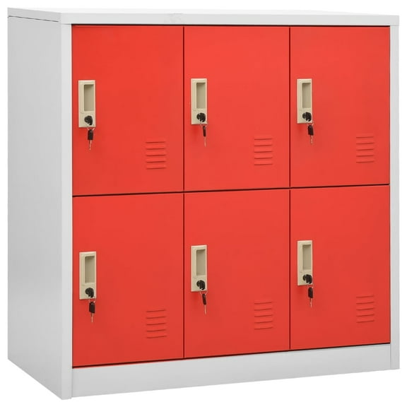 vidaXL Locker Cabinet Light Gray and Red 35.4"x17.7"x36.4" Steel