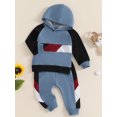 thumbnail image 6 of Caoirhny Little Boy Pants Set Contrast Color Long Sleeve Hoodie Drawstring Pocket Trousers Outfits, 6 of 9