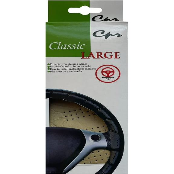 Classic Grip Synthetic Leather Old School Wrap Steering Wheel Cover (Large (16" ND), Beige)