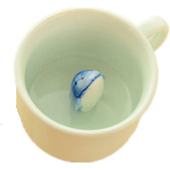 3D Coffee Mug Cute Animal Inside Cup Cartoon Ceramics Figurine Teacup for Boys Girls Kids - Party Office Morning Mugs for Tea Juice Milk Chocolate Cappuccino (8 oz Dolphin)