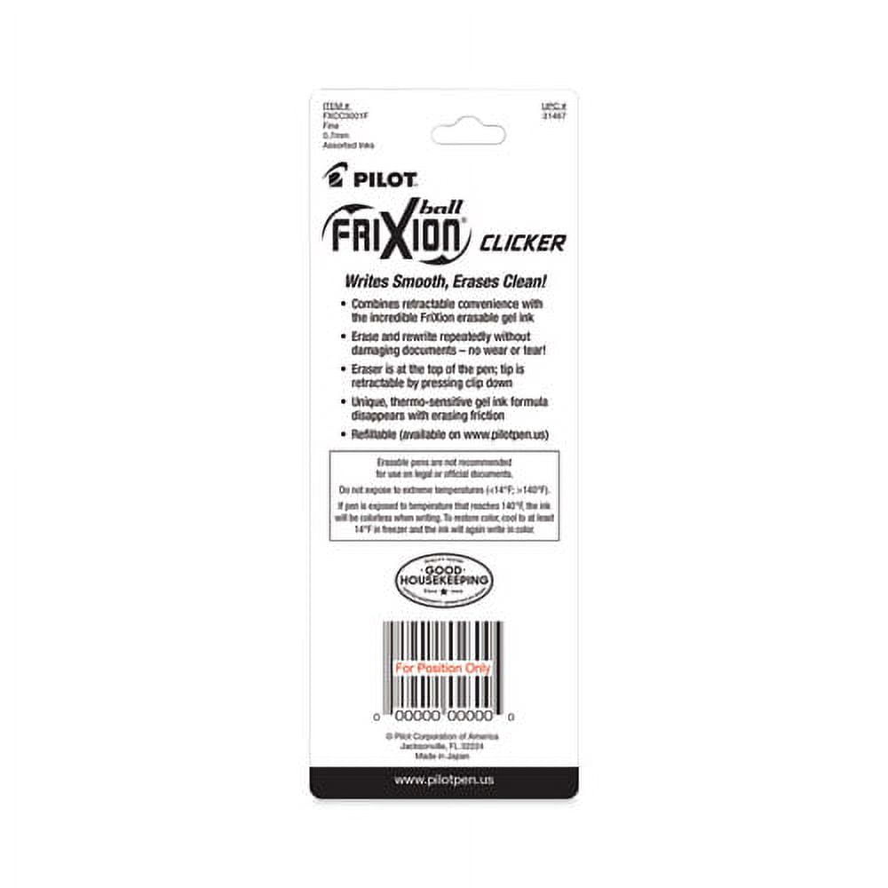 Frixion Clicker Erasable Gel Pen, Retractable, Fine 0.7 mm, Assorted Ink, 3/Pack | Bundle of 10