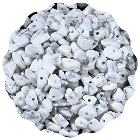 Mini Natural Chip Stone Beads 3-5mm About 420 Pieces Irregular Chakras Gemstones Healing Crystal Loose Rocks Bead Hole Drilled DIY for Bracelet Jewelry Making Crafting (White Turquoise, 3-5m