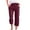 Wine Red, variant on XBASW Womens Straight Pants Cotton Linen Capri Pants Summer Elastic Waist Trousers S- 5XL