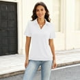 thumbnail image 5 of Womens Cap Sleeve Polo Shirts Summer V Neck Banded Bottom Collared Tops Casual Loose Fit Boxy Tees,White Xl, 5 of 5