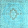 thumbnail image 1 of Ahgly Company Indoor Square Medallion Light Blue Traditional Area Rugs, 3' Square, 1 of 4