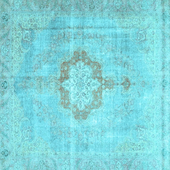 Ahgly Company Indoor Square Medallion Light Blue Traditional Area Rugs, 3' Square