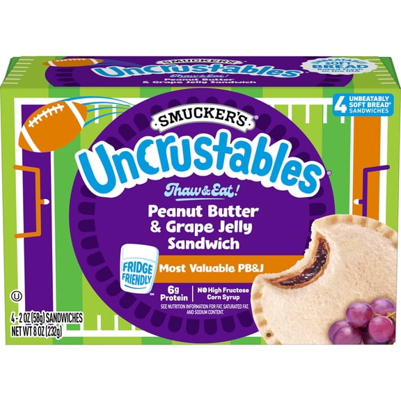 Smucker’s Uncrustables Peanut Butter & Grape Jelly Sandwiches, 4 Count (Frozen)