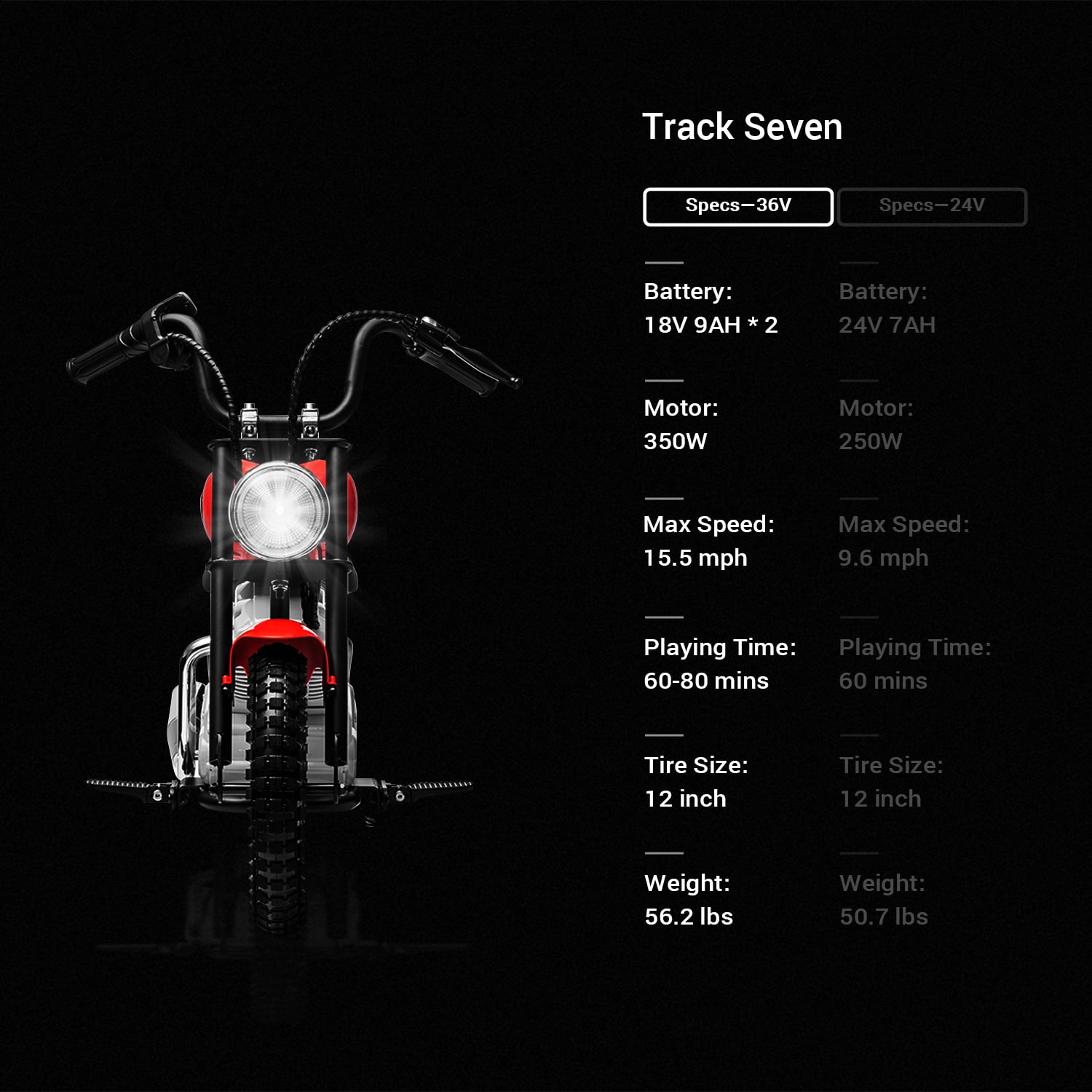 Track 7 36V Electric Dirt Bike for Kids, 350W Ride on Track 7 36V Electric Dirt Bike for Kids, 350W Ride on