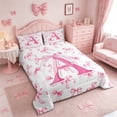 thumbnail image 5 of Meiyoeat Girly Letter A Twin Comforter Sets 3-Piece for Girls, Pink Bow Print Bedding Set for Bedroom, Pink White,Pink Reversible, 5 of 7