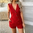 thumbnail image 6 of Women's Summer 2 Piece Linen Outfits: Button Down Vest & Shorts Sets, Comfortable, Breathable for Casual & Dressy Occasions, 6 of 6