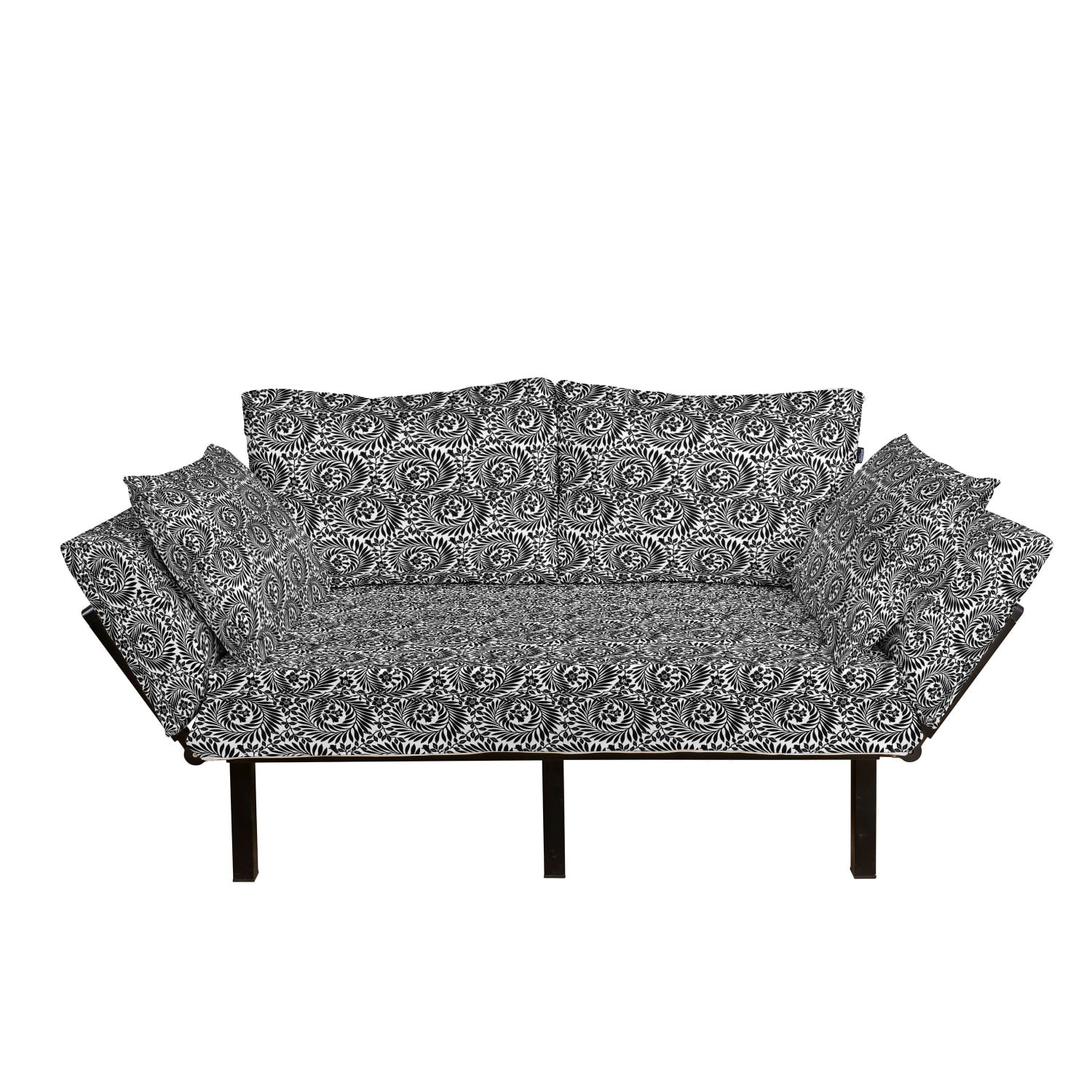 Loveseat Abstract Branch Silhouette Spring Inspired Flourishing Leaves Botany Theme Daybed with Metal Frame Upholstered Sofa for Living Dorm Ambesonne Black and White Futon Couch Black White 