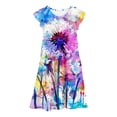 thumbnail image 7 of Toddler Girls Dresses Summer Round Neck Lotus Leaf Sleeves A Line Flower Printing Gradient Dress Kids Girl Everyday Wear Stylish Dresses，6 -7 Years, 7 of 7