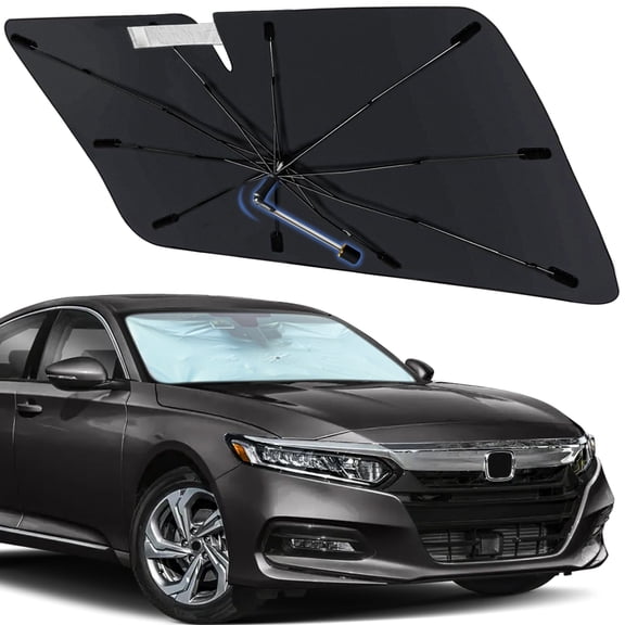 Windshield Sun Shade Umbrella for Honda Accord 2018-2022, Foldable Car Sunshade for Front Window with 360° Rotating Shaft, Custom-Fit Parasol para Carro for UV Blocking & Heat Reduction