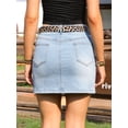 thumbnail image 3 of DARING DIVA Women's Y2K Western Stretchy Mini Jean Skirt with Belt X-Small Blue, 3 of 6