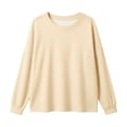 thumbnail image 5 of Womens Oversized Long Sleeve Pullovers Solid Color Crewneck Long Sleeve Casual Tops Waffle T-shirt, 5 of 5