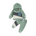 thumbnail image 1 of xiaxaixu Baby Boy Fall Outfits Classic Long Sleeve Contrast Color Patchwork Hoodie + Pants Set Toddler Clothes, 1 of 9