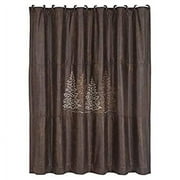 H HIEND ACCENTS Clearwater Pines Lodge Chocolate Brown Faux Leather Shower Curtain, 72" x 72"