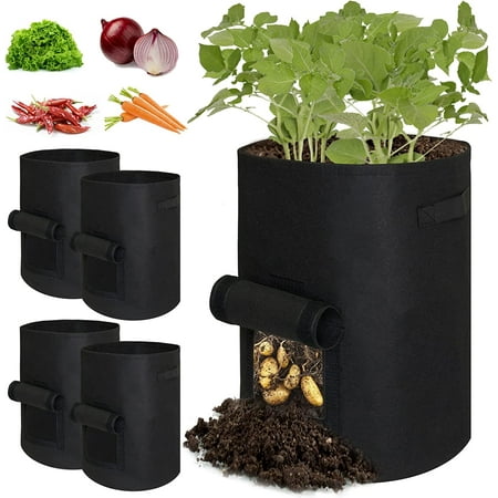 RVZHI 6 Pack 10 Gallon Grow Bags - 350G Heavy Duty Thickened Colorf RVZHI 6 Pack 10 Gallon Grow Bags - 350G Heavy Duty Thickened Colorf