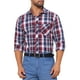 thumbnail image 5 of Camisa de vestir de manga larga a cuadros para hombre Inspire Chic, con cuello de punta y botones, en cuadros rojos y azules., 5 of 6