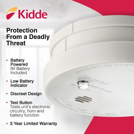 Kidde Fire Sentry Micro Profile 3 Year Smoke Alarm, 9 Volt Battery