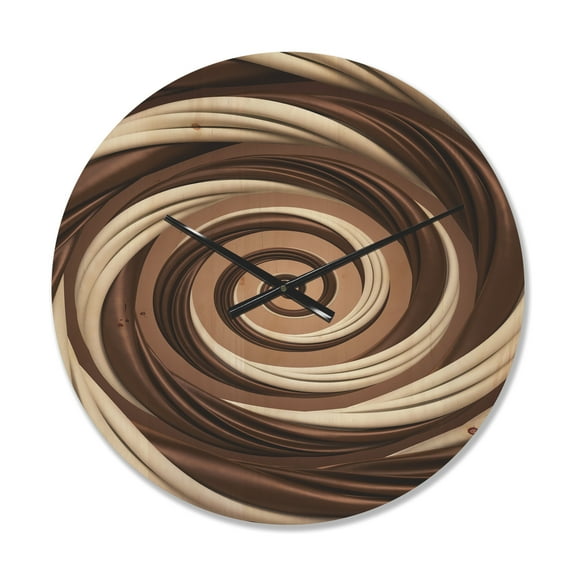 Designart 'Milk Candy and Chocolate Spiral Design ' Modern Wood Wall Clock