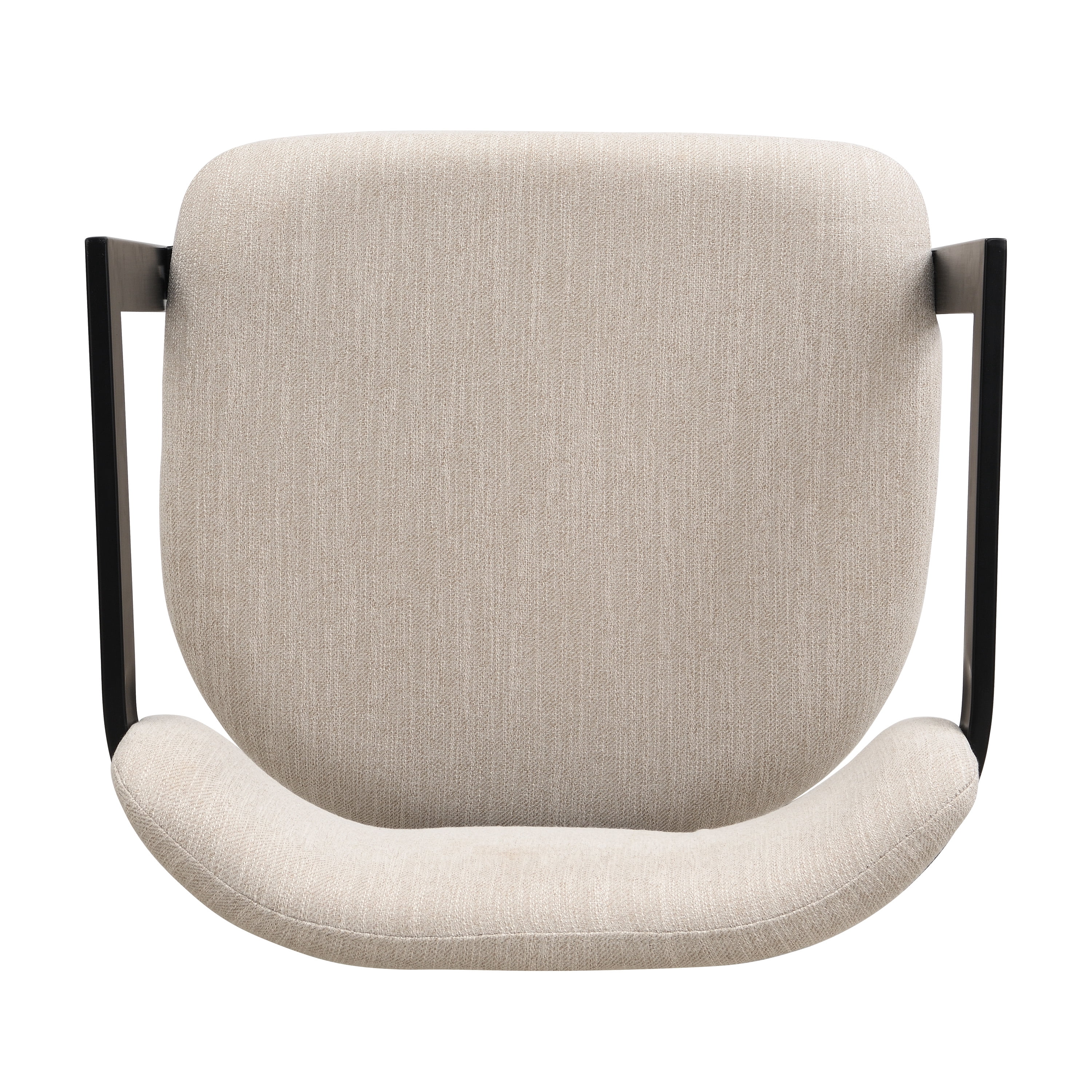 MAYEERTY 2-Piece Upholstered Dining Chairs, Beige Fabric Armchairs with Black Metal Frame, 265 LBS Capacity