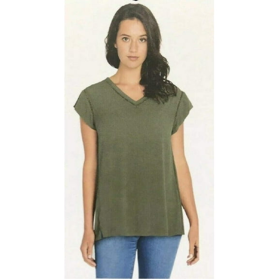 Buffalo David Bitton Women's Lightweight V-Neck Top, Olive, Variety (Small)