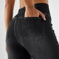 thumbnail image 5 of WTOBBY Women's High Waist Stretch Washed Flare Jeans, Casual Super Flare Denim Pants with a Comfortable and Breathable Fit, Perfect for Relaxed Style,Dark Gray M, 5 of 7
