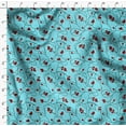 thumbnail image 4 of Soimoi Tissu en Crêpe de Rayonne Bleu Fruits Baies Rouges Tissu Décoratif Imprimé au Mètre 46 Pouces de Large, 4 of 5