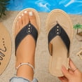 thumbnail image 3 of Rokment Flip Flops Beach Sandals for Women Indoor and Outdoor Waterproof Water Swim Pool Flat Thongs Slippers Casual Dress Slip on Slides Summer Shoes Black Size 6.5, 3 of 7