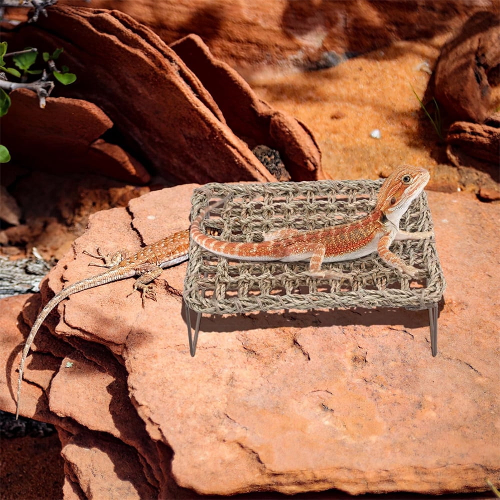 Triani 1Pcs Lizard Grass Bearded Dragon Lounger Reptile Lounger Hammock Bed Dragon Tank Accessories for Bearded Dragon Leopard Gecko Lizard