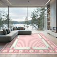 Pink Rug Preppy ODIKA 6'x9' Ultra-Soft Area Rug, Pink Cute Preppy Checkered Border ...