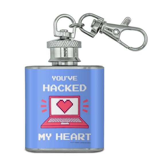 You've Hacked My Heart Love Funny Humor Stainless Steel 1oz Mini Flask Key Chain