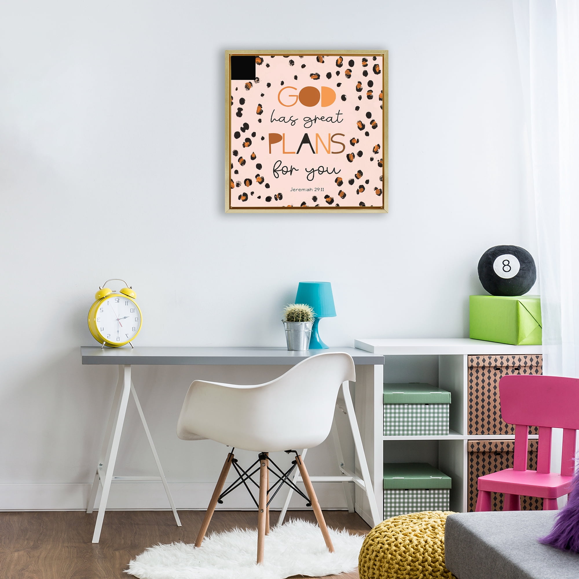 Stupell Industries God Has Plans For You Gold Framed Floater Canvas Wall Art, design by Patricia Pinto
