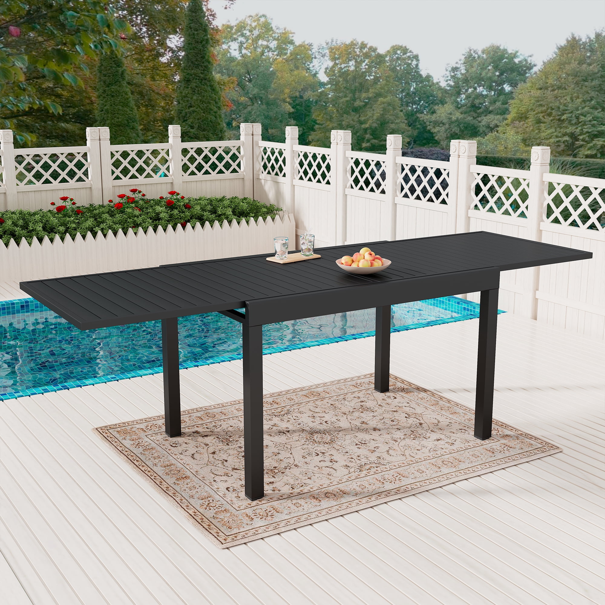 Square Aluminum Extendable Outdoor Dining Table35.4-in W x 53-106-in L