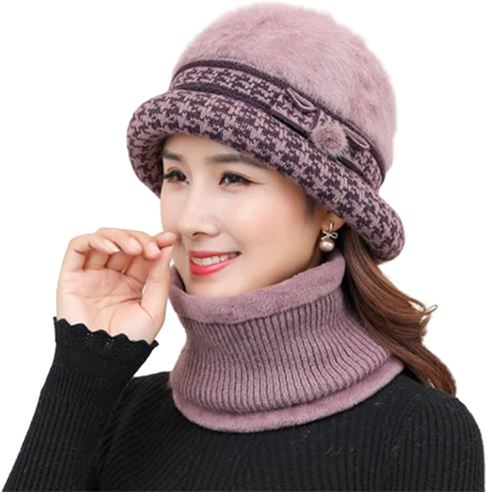 CoCopeaunts Hat and Scarf for Women Women's Hat Scarf Set Fluffy Faux
