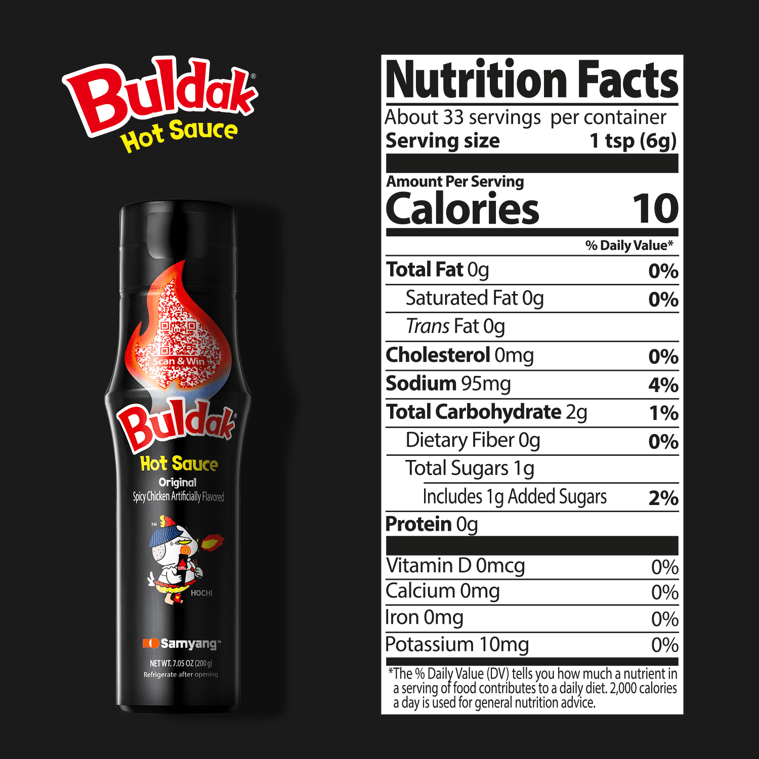 Samyang Buldak Spicy Chicken Hot Sauce, Lactose-Free, Soy/Soybean-Free, Tree Nut-Free - 200ml