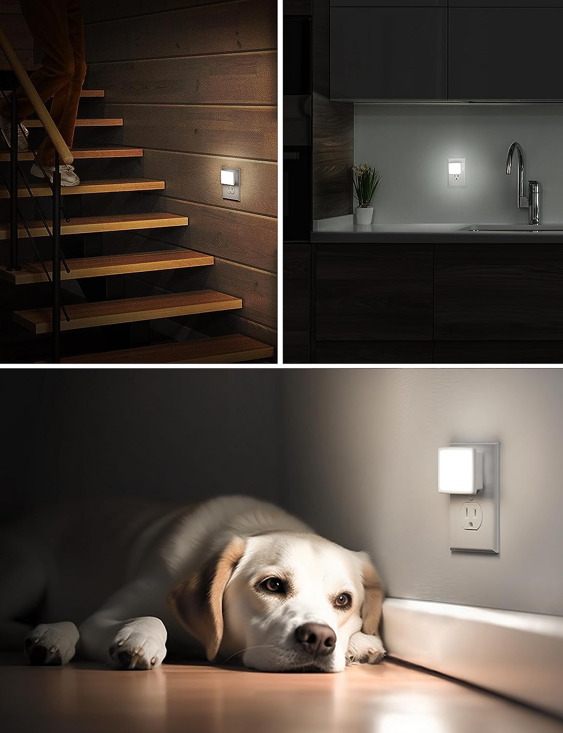 Night Lights Plug into Wall 2-Pack, 0.3W Plug in Night Light, Dusk to Dawn, 5000K Daylight White Bright Nightlight Auto-On/Off for Adults Kids Room Bedroom Bathroom Hallway Kitchen Non-Dim