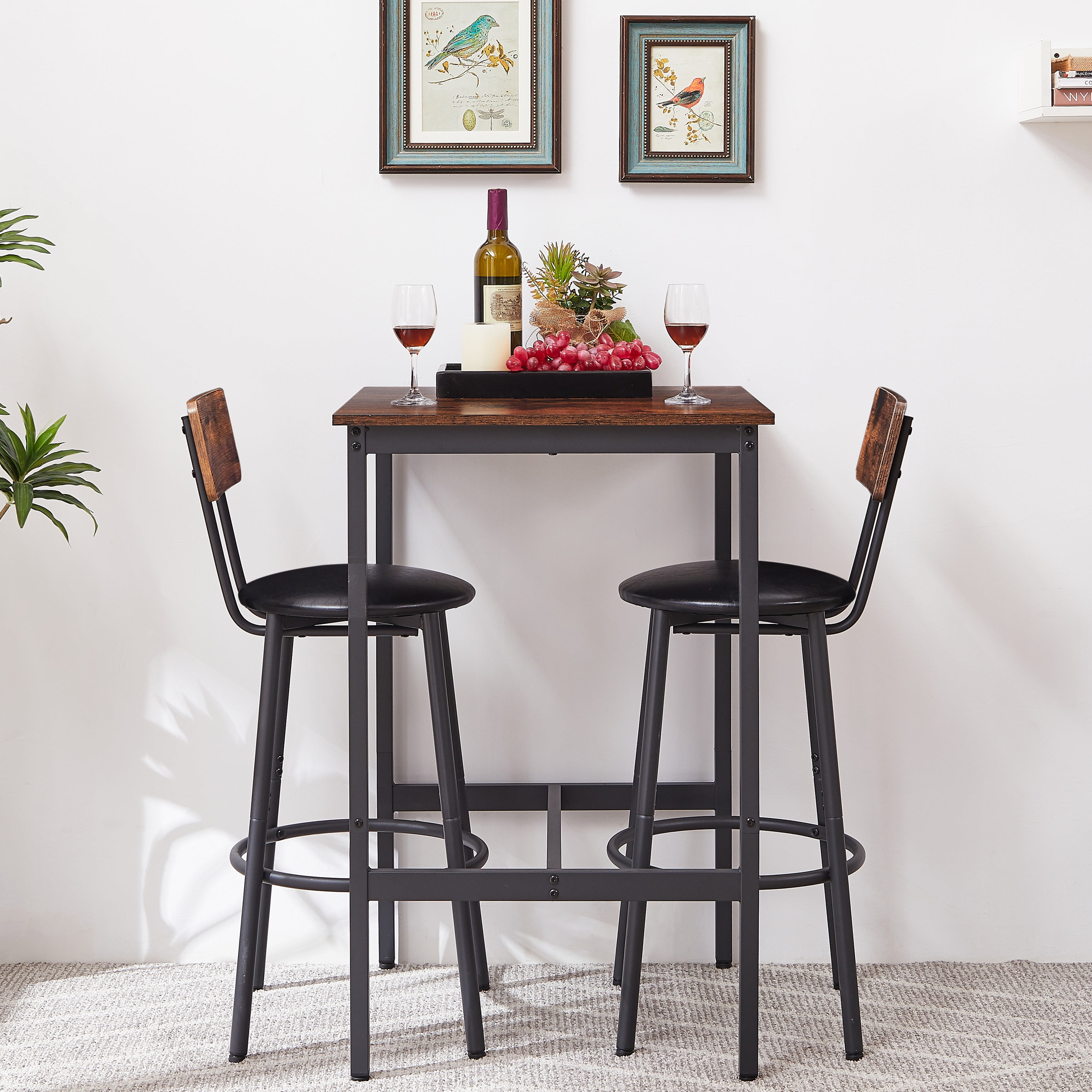 Aukfa Counter Height Dining Set Kitchen Table Sets with Upholstery Chairs for Small Space, Gray