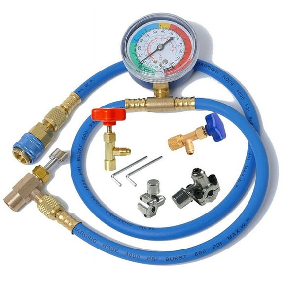 1 x Refrigerant Gauge Hose With Gauge-Blue