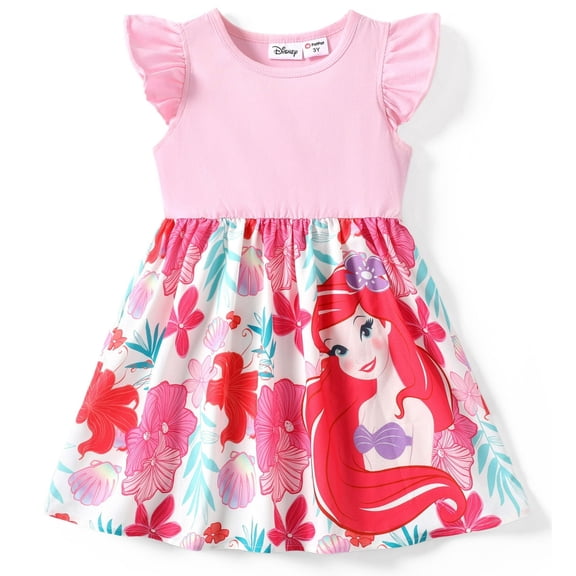 Disney Princess Toddler Girl Dresses Little Mermaid Ariel Character Ruffled Sleeveless Dress 3-4 Years