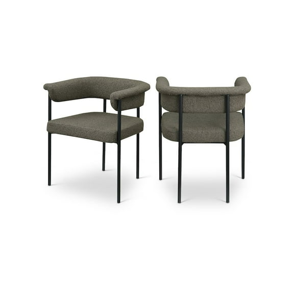 Meridian Furniture Malin Olive Boucle Fabric Dining Chair (Set of 2)