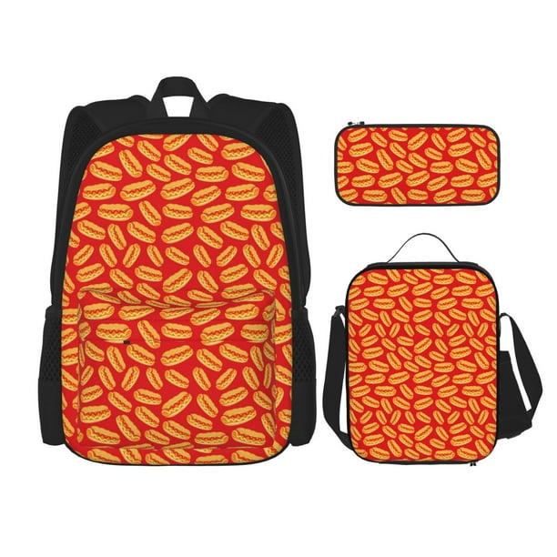 Balery A Big Hot Dog Mochila Escolar 3 en 1 para Niños - Mochila Resistente con Lonchera Térmica y Estuche - Mochila Escolar para Niños y Niñas