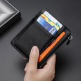 thumbnail image 5 of (pink + rose red) Slim Card Holder Wallet RFID Blocking Leather Zipper Coin Purse Keychain Card Wallet, 5 of 5