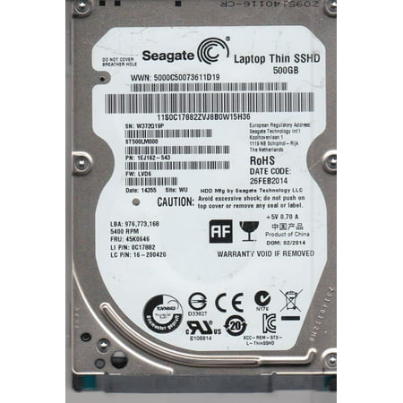 ST500LM000, W37, WU, PN 1EJ162-543, FW LVD6, Seagate 500GB SATA 2.5 Hard Drive
